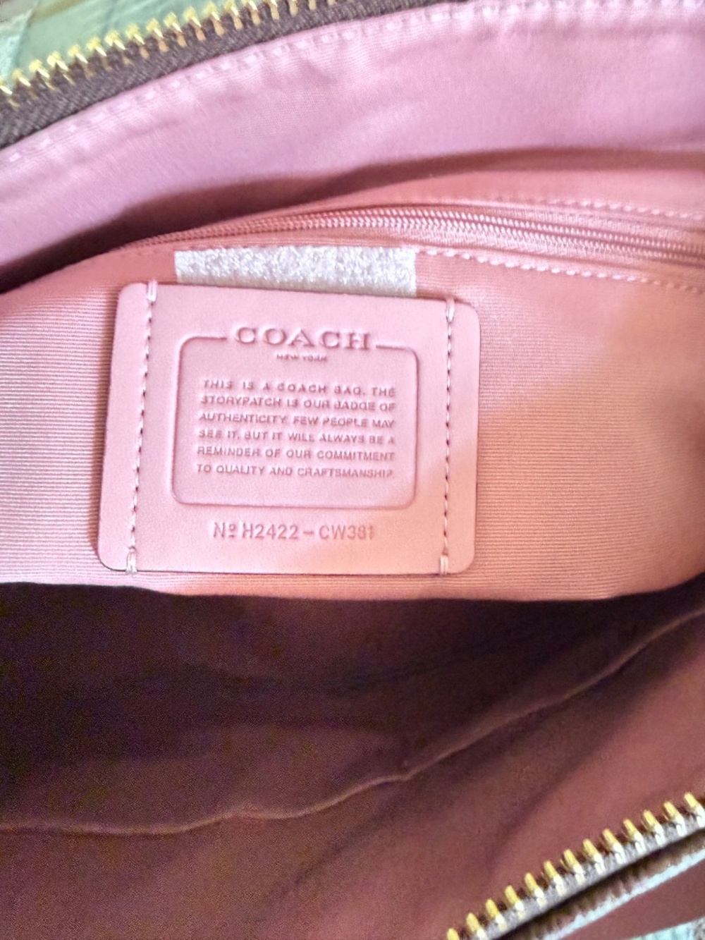 Coach Gallery Tote Khaki Pink Signature Canvas Leather Bag NEW - Picture 6 of 13
